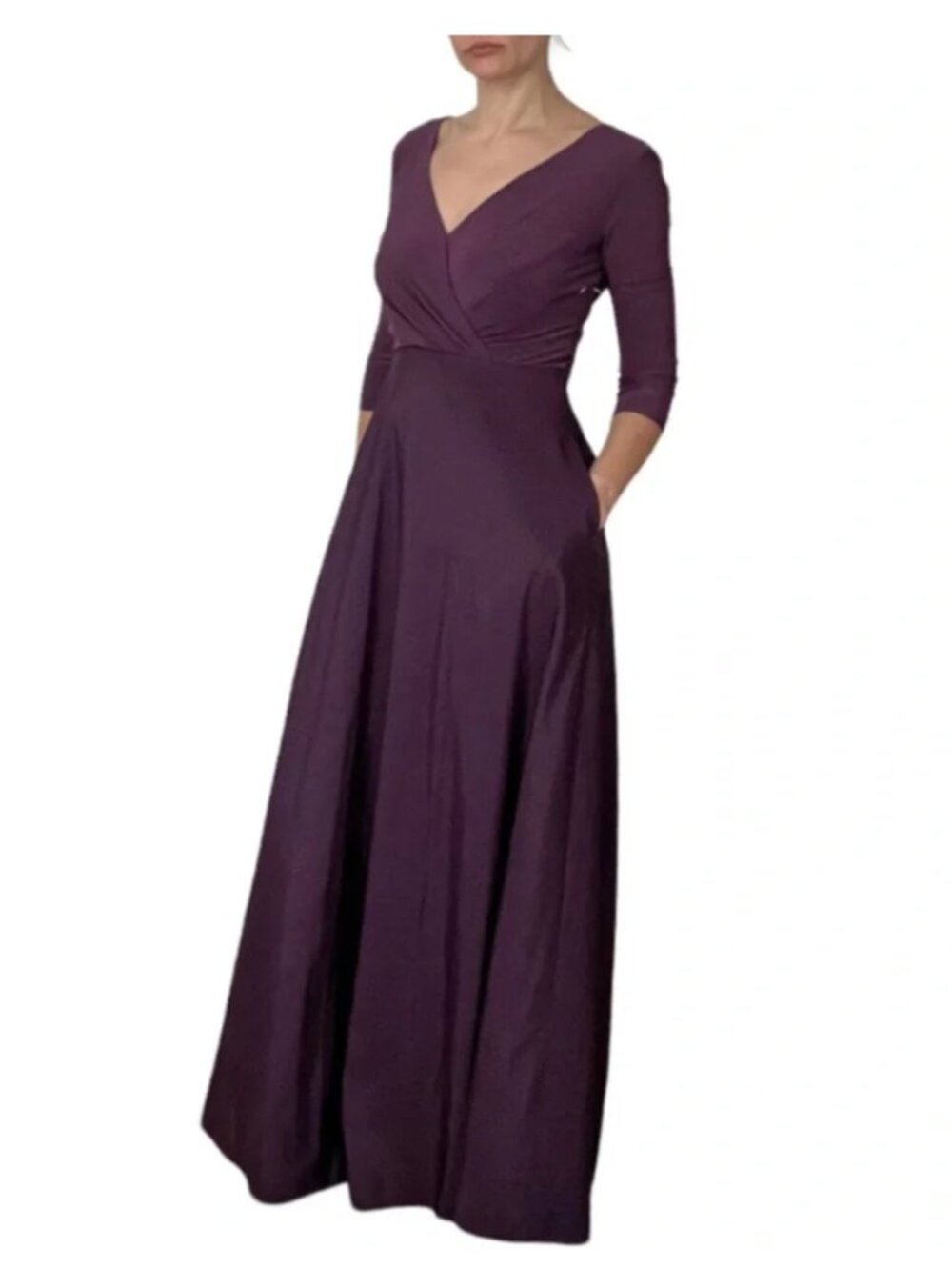 ALFRED SUNG Plum V-Neck Wrap Maxi Dress - Picture 1 of 10